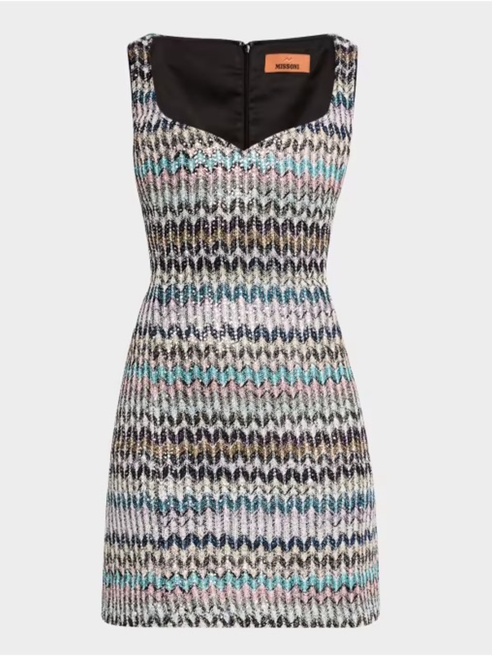 Missoni Multicolor Zigzag Knit Mini Dress with Teal & Pink Stripes